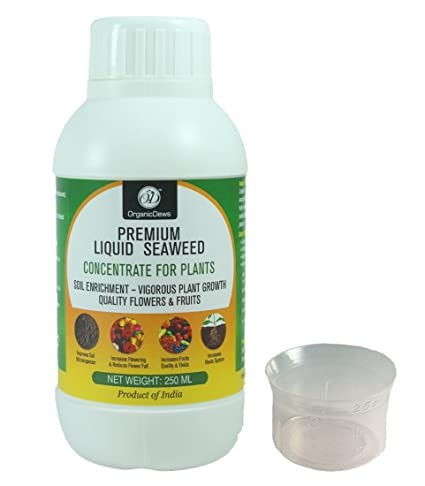 OrganicDews Liquid Seaweed Concentrate for Plants With Measuring Cup For All Indoor and Outdoor Plants