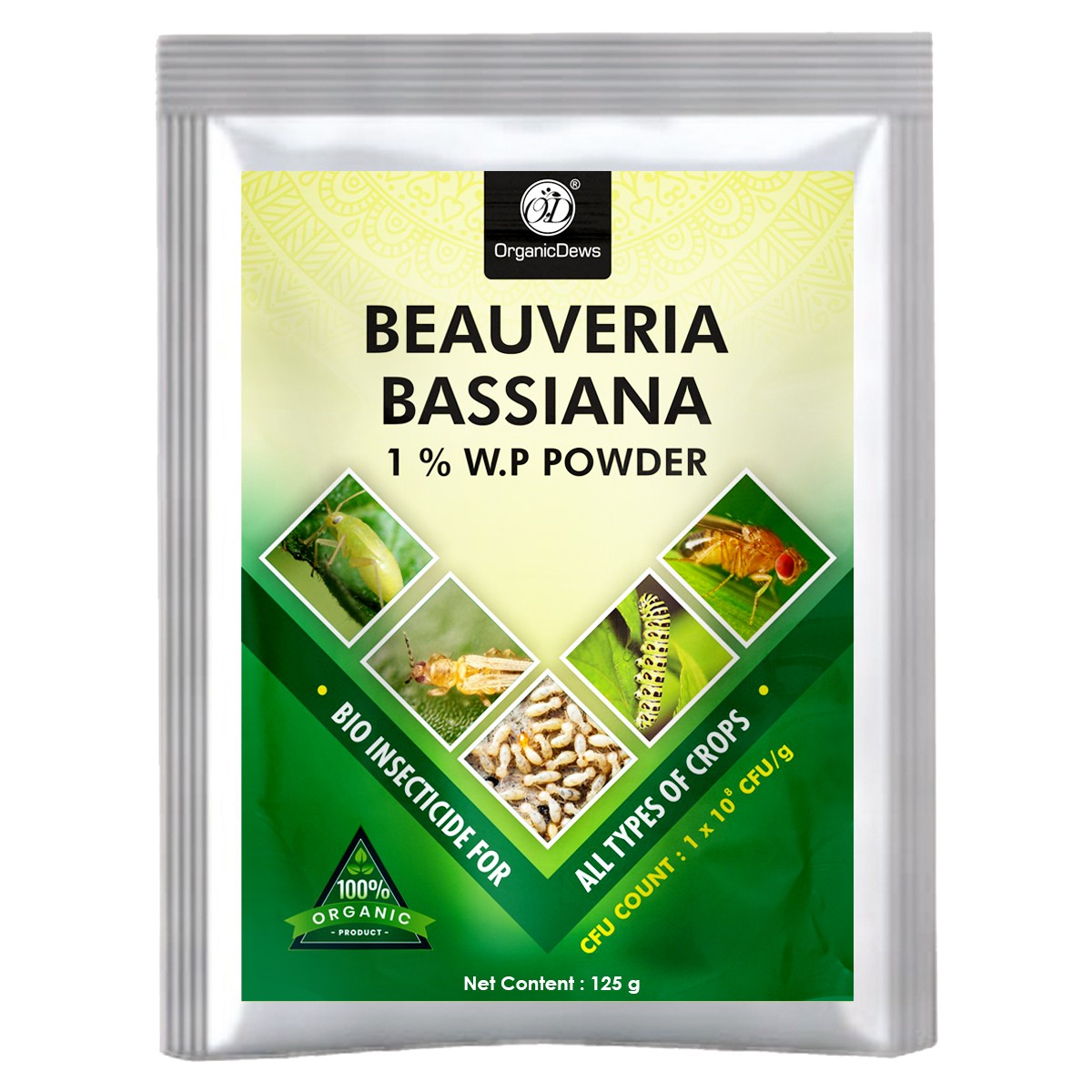 OrganicDews Beauveria Bassiana (1x10^8 CFU/g) Bio Insecticide for Plants - Against Aphids, Thrips and Whiteflies